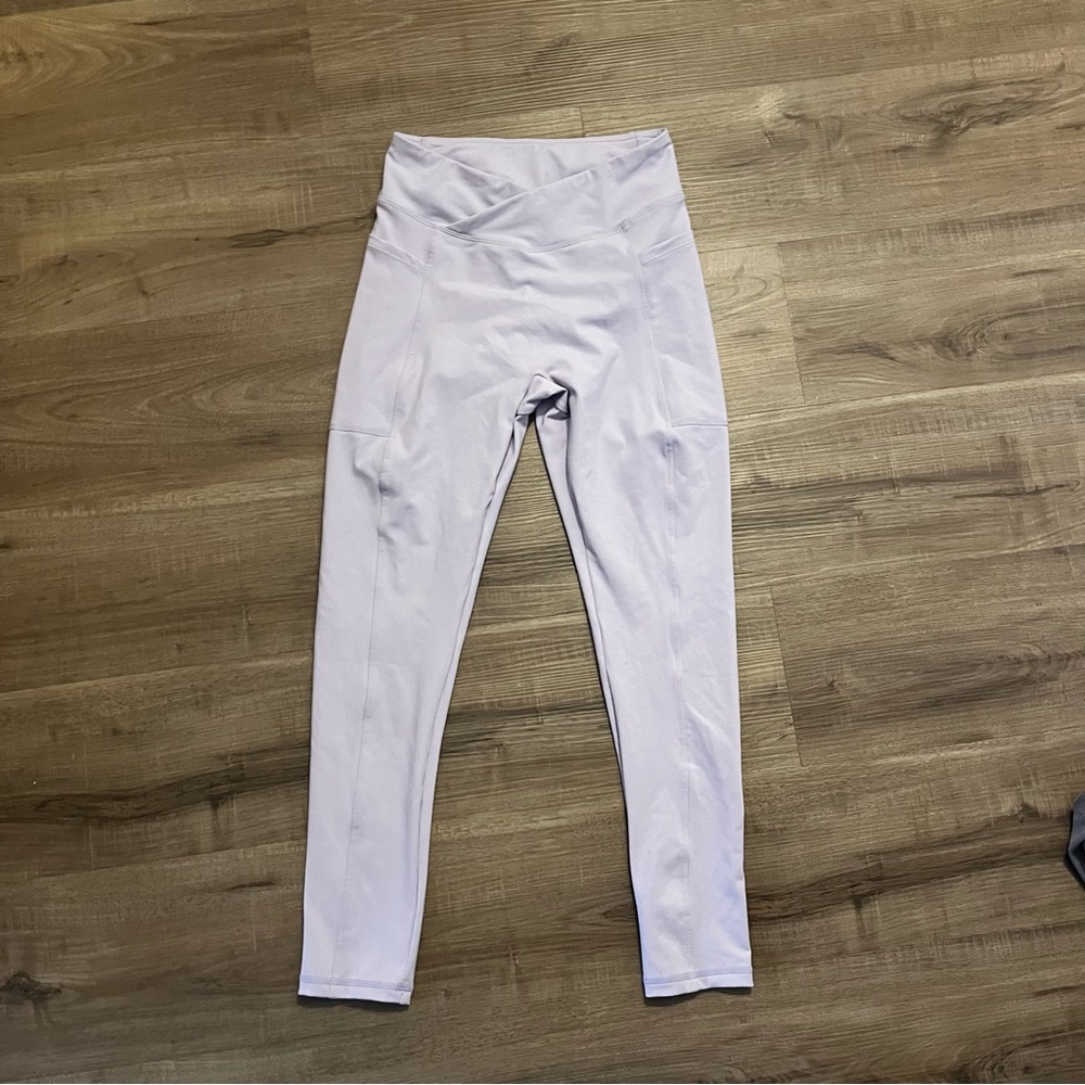 Dedication - Petite High Waist Wrap Over Leggings in Lilac